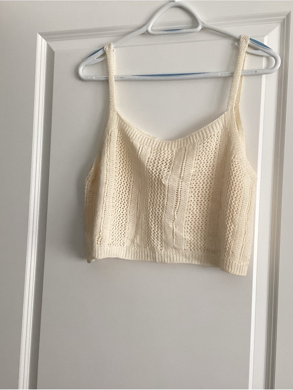 By Together Cream Knit Crochet Crop Tank Top - NWT - Size M